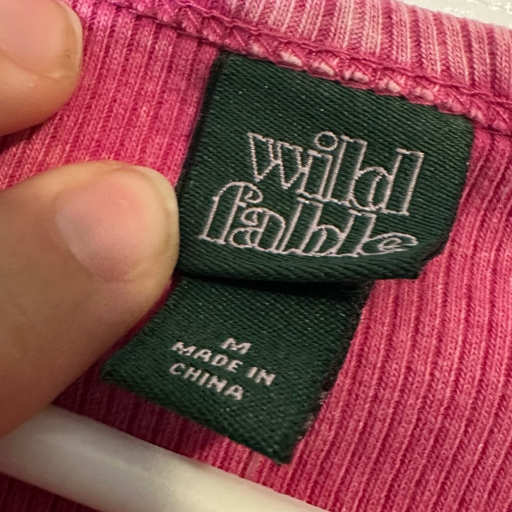 Wild Fable Pink Twist Front Ribbed Crop Top M - Picture 5 of 6